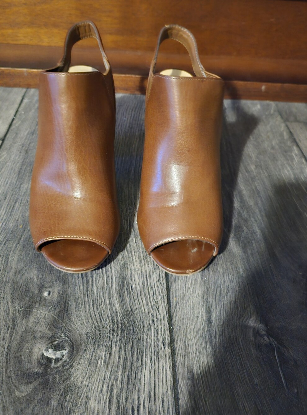Women’s Brown Peep-Toe Slingback With a Chunk Heel